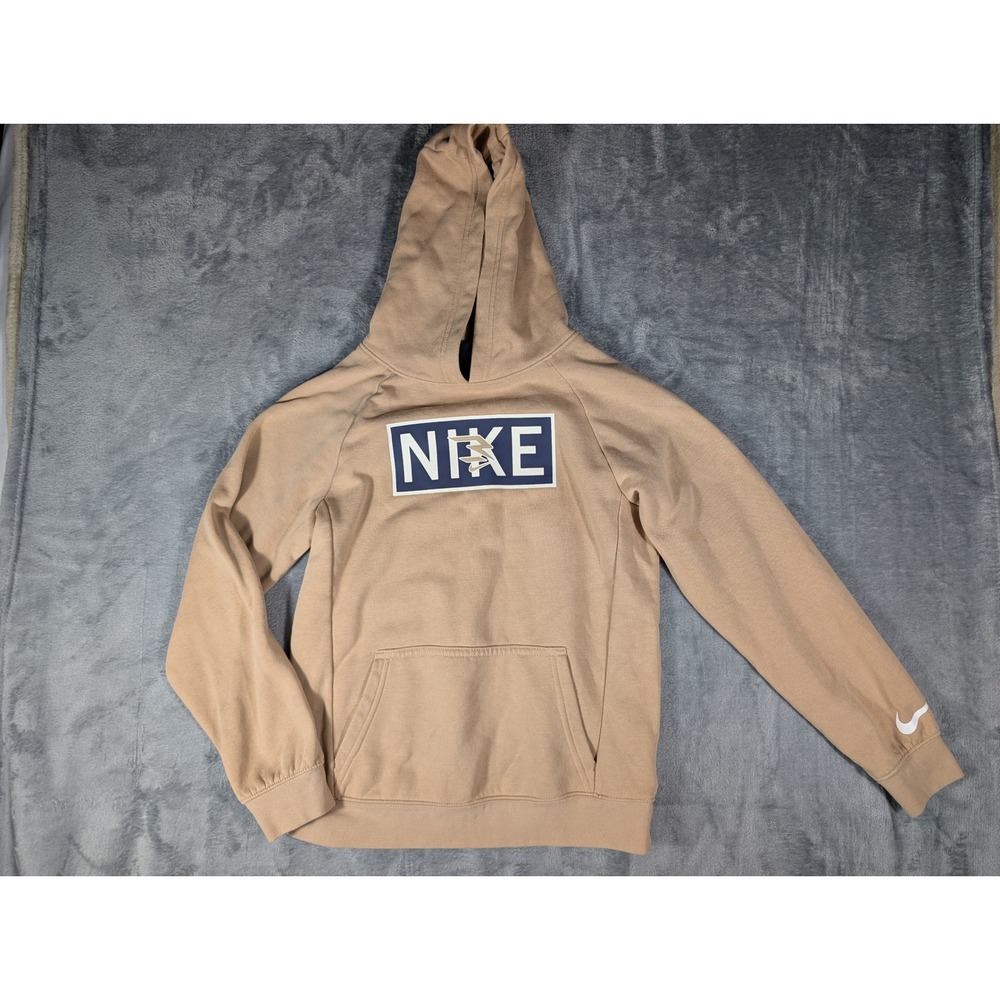 Nike 3BRAND Russell Wilson Boys Medium Tan Pullover‎ Fleece Hoodie Sweatshirt